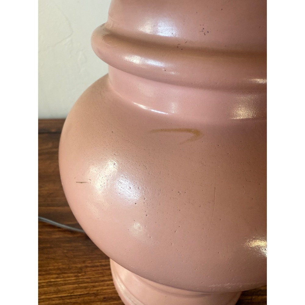 Vintage Pink Ceramic Ginger Jar Lamp Floral Calico Shade Cottagecore Decor - Picture 6 of 12